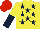 Silk - YELLOW, DARK BLUE stars, halved sleeves, RED cap