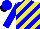 Silk - Yellow, blue diagonal stripes, slvs, cap, black peak