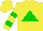 Silk - Yellow, green triangle, yellow sleeves, two green hoops