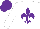 Silk - White, purple fleur de lys,  purple cap