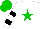 Silk - White, green star, black bars on sleeves, green cap