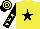 Silk - Yellow, black star, black sleeves, yellow stars, black cap, yellow hoops