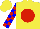 Silk - Yellow, red ball, blue blocks on red sleeves