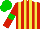 Silk - red and yellow stripes, green armbands on red sleeves, green cap