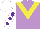 Silk - Mauve, yellow chevron, white sleeves with purple spots, purple star on white cap