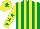 Silk - Emerald green and yellow stripes, yellow sleeves, emerald green stars, yellow cap, emerald green star