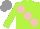 Silk - lime, large pink spots, grey cap