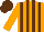 Silk - orange, brown stripes, orange sleeves, brown cap