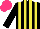 Silk - Black, yellow stripes, yellow cap, hot pink cap