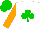 Silk - White, green shamrock, orange sleeves, green cap