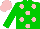Silk - Green,pink dots,green sleeves, pink cap