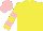 Silk - Yellow, pink bars on sleeves, pink cap