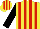 Silk - Yellow and red  stripes, black sleeves, yellow and red striped cap