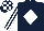 Silk - Dark blue, white diamond, striped sleeves, check cap
