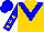 Silk - Gold, blue 'v' and horse emblem, gold stars on blue sleeves, blue cap