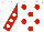 Silk - White, red dots,  white dots on red sleeves, white cap