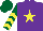 Silk - Purple, yellow star, dark green sleeves, yellow chevrons, dark green cap