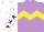 Silk - mauve, yellow chevron hoop, purple stars on white sleeves, purple star on white cap