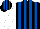 Silk - Black & royal blue stripes, white sleeves, black & royal blue striped cap