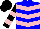 Silk - Blue, pink inverted chevrons, pink bars on black sleeves, black cap