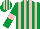 Silk - Emerald green & pink stripes, pink armlet, striped cap