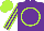 Silk - Purple, lime circle, lime stripes on sleeves, lime cap