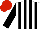Silk - White and black stripes, black sleeves, red cap