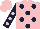 Silk - Pink, dark blue spots, dark blue sleeves, pink spots, pink cap