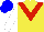 Silk - Yellow, red chevron, white sleeves, blue cap