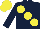 Silk - dark blue, yellow large spots, yellow cap