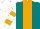 Silk - Teal, orange panel, teal & orange bars on white sleeves, white cap