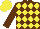 Silk - brown and yellow diamonds, brown sleeves, yellow cap