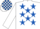 Silk - WHITE, royal blue stars, white sleeves, check cap