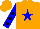 Silk - orange, blue star, black spots on blue sleeves