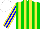 Silk - Green, blue and yellow stripes, green, blue and yellow stripes on sleeves, white cap