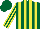 Silk - Dark green, yellow stripes, yellow stripes on sleeves, dark green cap