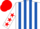 Silk - White and Royal Blue stripes, White sleeves, Red stars, Red cap