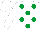Silk - WHITE, EMERALD GREEN spots, WHITE cap