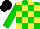 Silk - green and yellow blocks, black cap