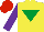 Silk - Yellow, emerald green inverted triangle, purple sleeves, red cap