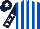 Silk - Royal blue and white stripes, dark blue sleeves, white stars, dark blue cap, white star