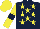 Silk - Dark blue, yellow stars, yellow sleeves, dark blue armlets and star on yellow cap