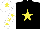Silk - Black, yellow star, white sleeves, yellow stars, white cap, yellow star