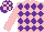 Silk - pink, purple diamonds, pink sleeves, checked cap