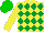 Silk - YELLOW & EMERALD GREEN DIAMONDS, yellow sleeves, green cap