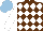 Silk - Brown, white diamonds, white sleeves, light blue cap