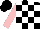 Silk - black and white blocks, pink sleeves
