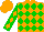 Silk - Orange, green diamonds, orange diamonds on green sleeves, orange cap