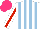 Silk - White, light blue stripes, white sleeve, red stripe, hot pink cap