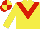 Silk - Yellow body, red chevron, yellow arms, red cap, yellow quartered